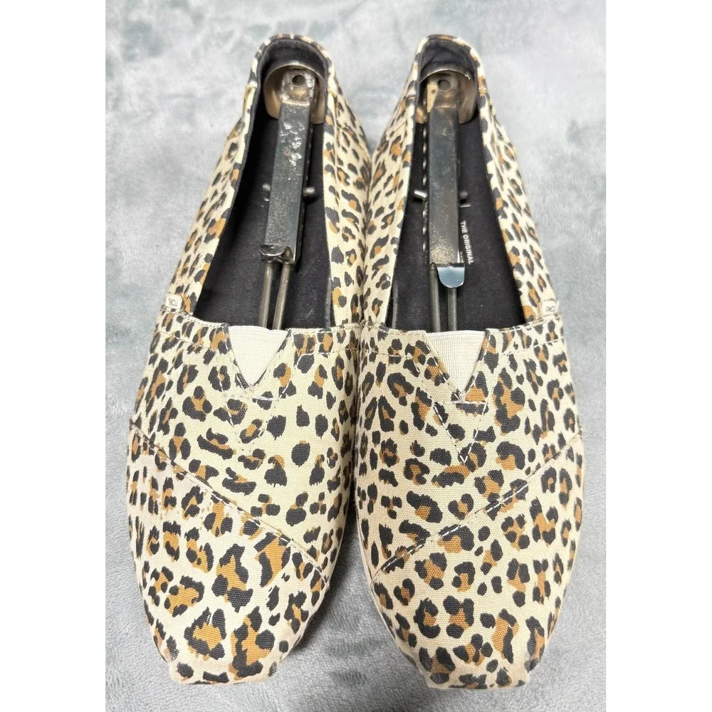 Toms Classic Alpargata Flats Womens 8 Leopard Print Canvas Slip On Shoes